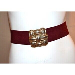 Vintage Belt Oxblood Stretch with Front Basket Gold Medallion